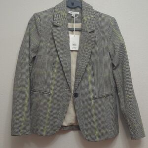 SFree Assembly Jacket Stylish Gray Plaid Blazer 0-2 XS